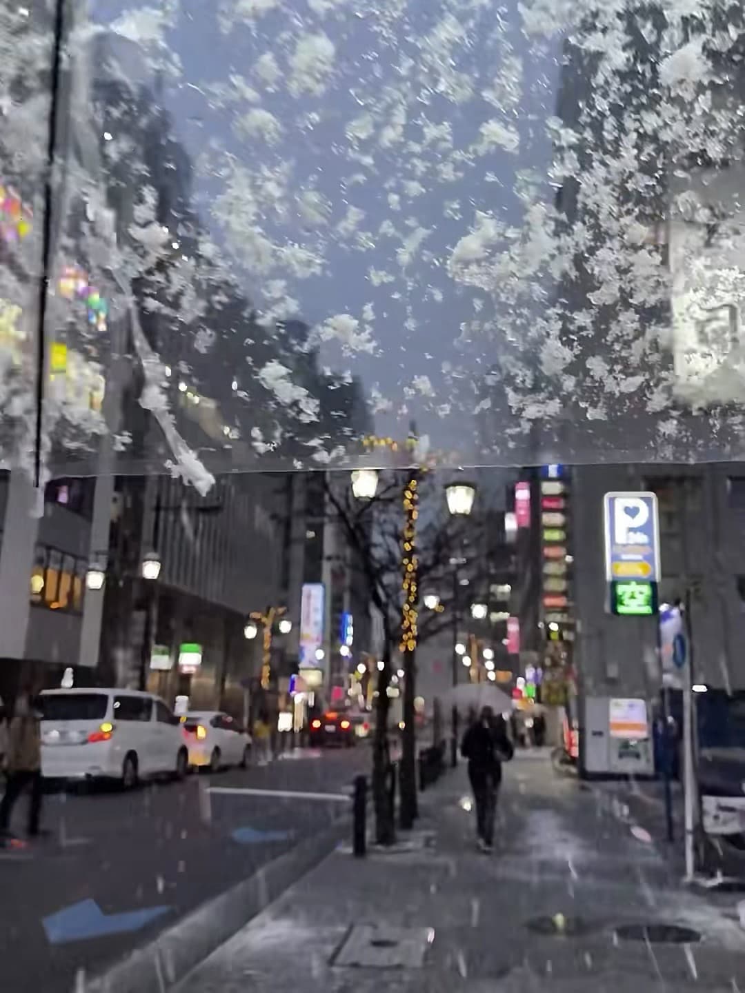雪夜散步,伞面结霜像星图✨今天在银座小巷转了圈封面图