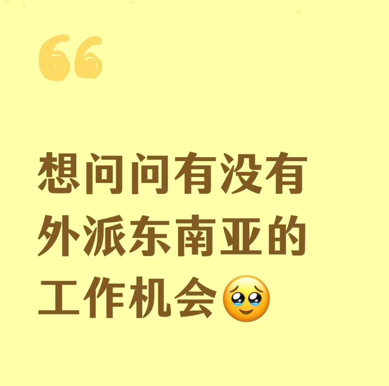 想问问有没有外派东南亚的工作机会🥺封面图