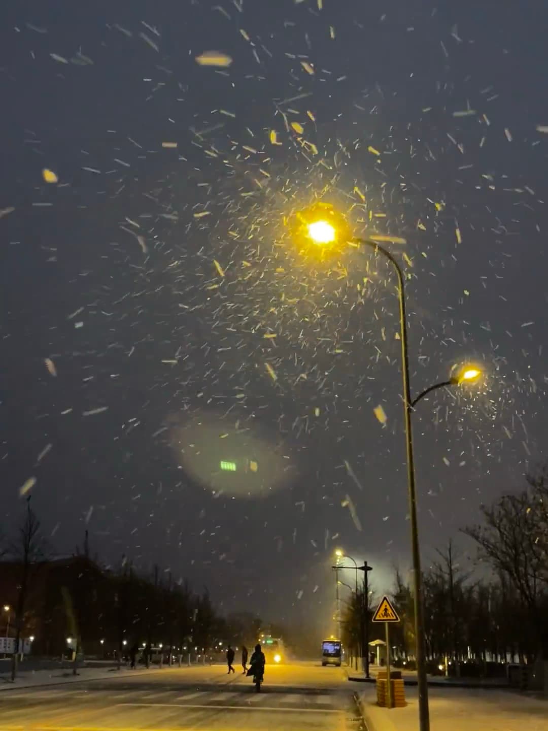路灯下撒盐的雪,像不小心打翻了银河碎片✨封面图