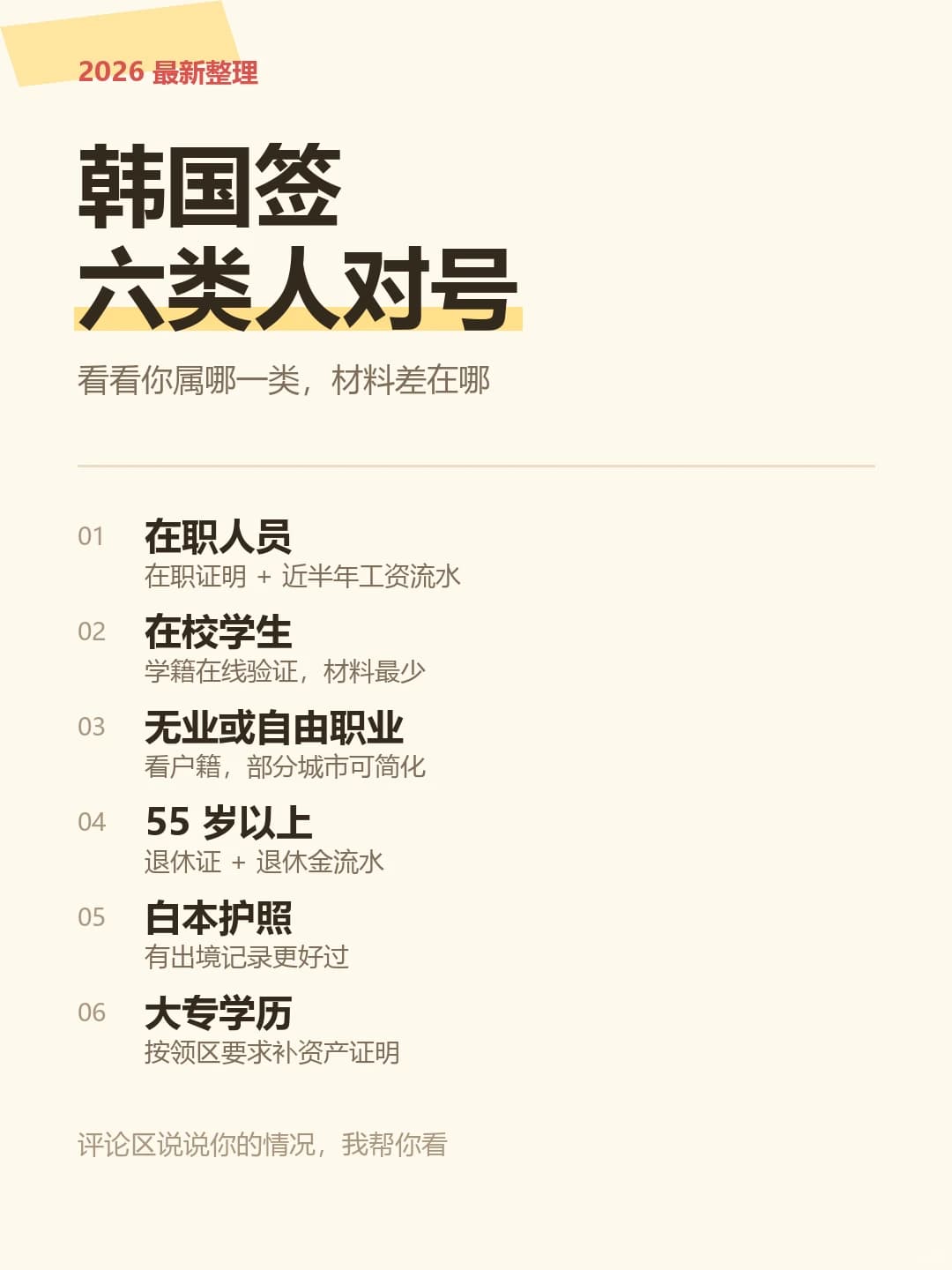 2026韩国签六类人对号入座｜个人需要办吗？封面图
