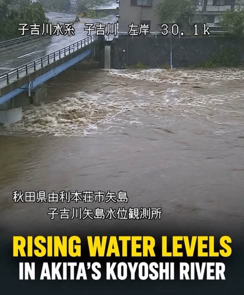 日本秋田县由利本庄市部分地区发布最高级别紧急安全警报5级封面图