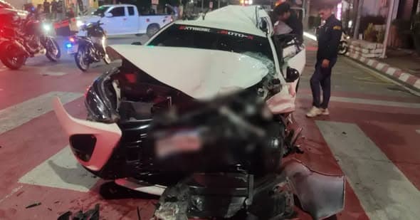 北芭提雅深夜司机疲劳驾驶撞毁近10车，事故致多人受伤封面图