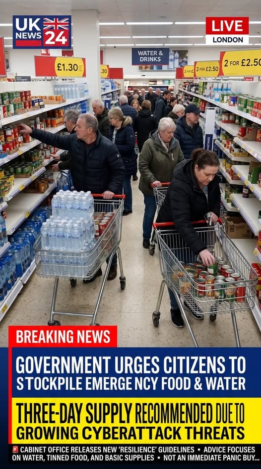 英国政府紧急呼吁民众储备三天应急食物与饮用水，以应对日益严峻的网络攻击威胁封面图