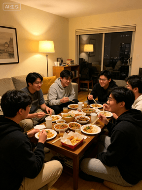 围坐一桌的烟火气，今晚的家是暖黄灯光里的小茶几
