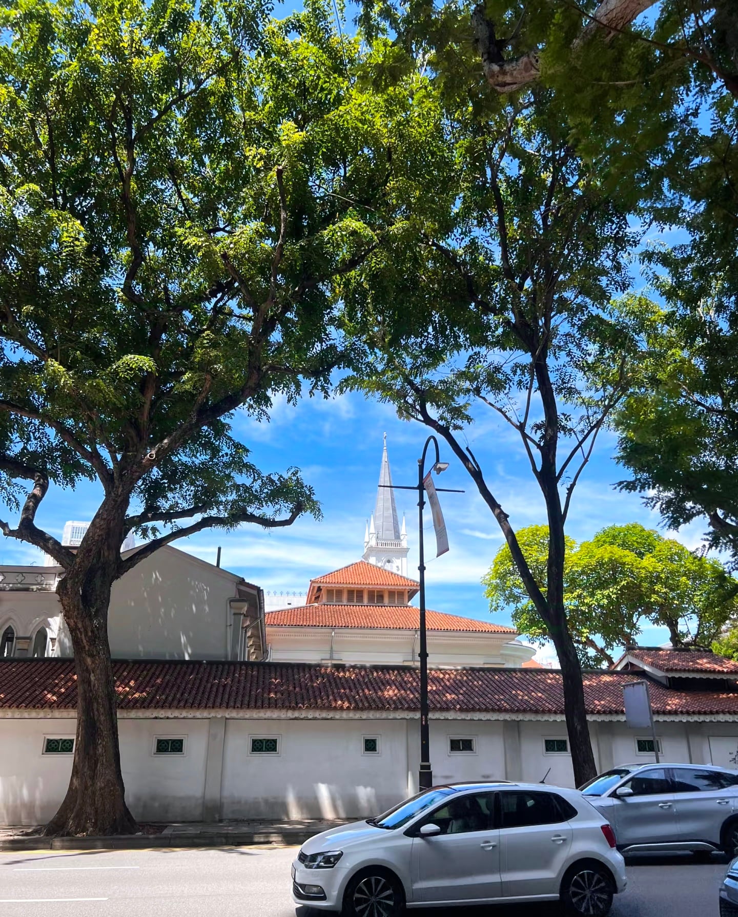 今天在甘榜格南街角，被老树和尖顶温柔击中