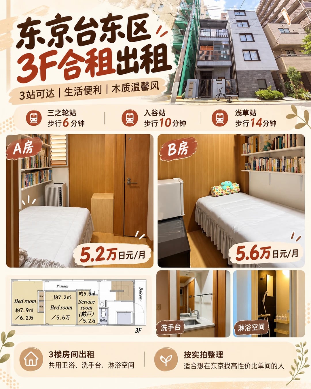 🏠东京台东区女生限定租房｜5.2万起｜三