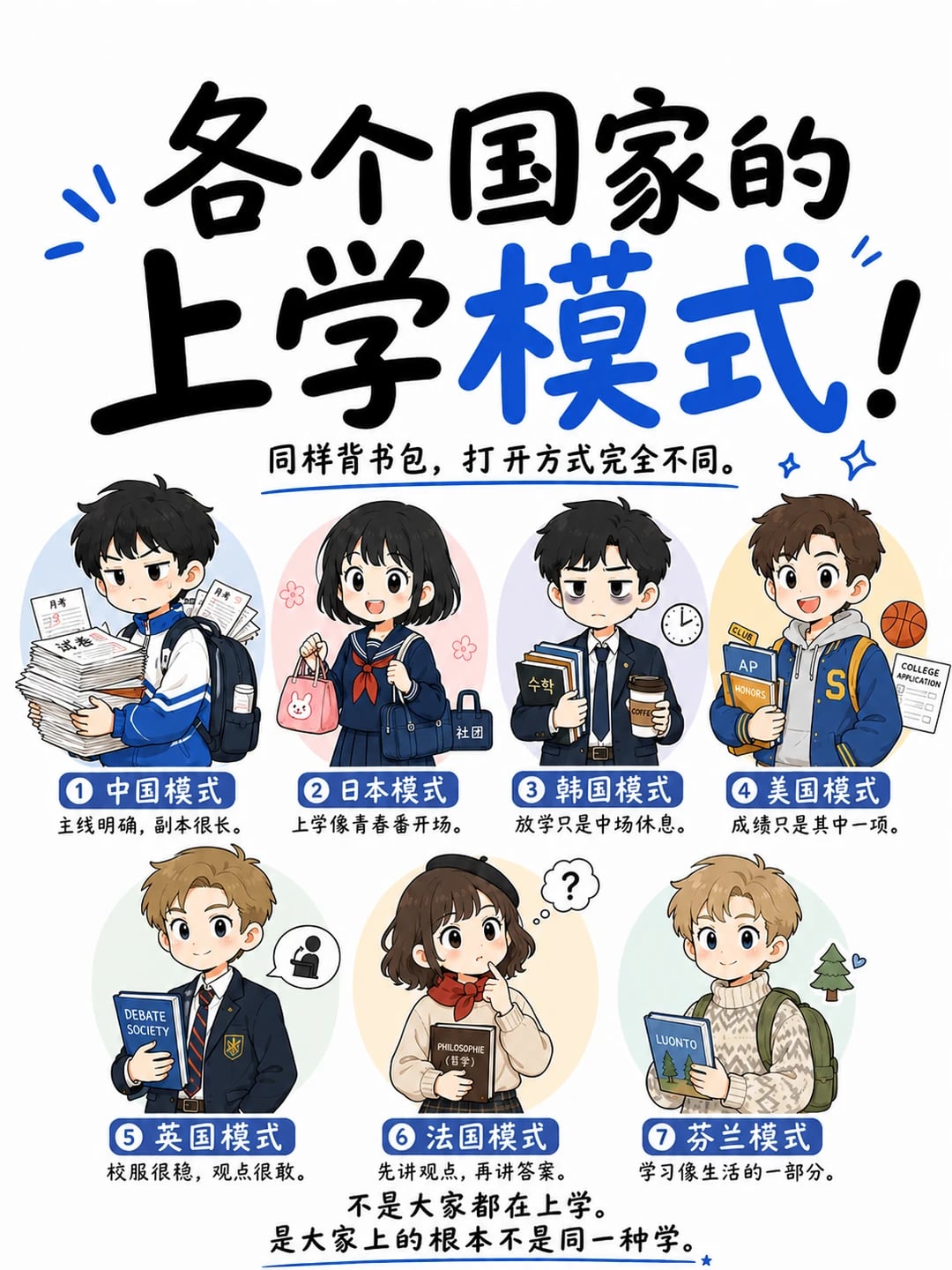 不同国家的上学模式