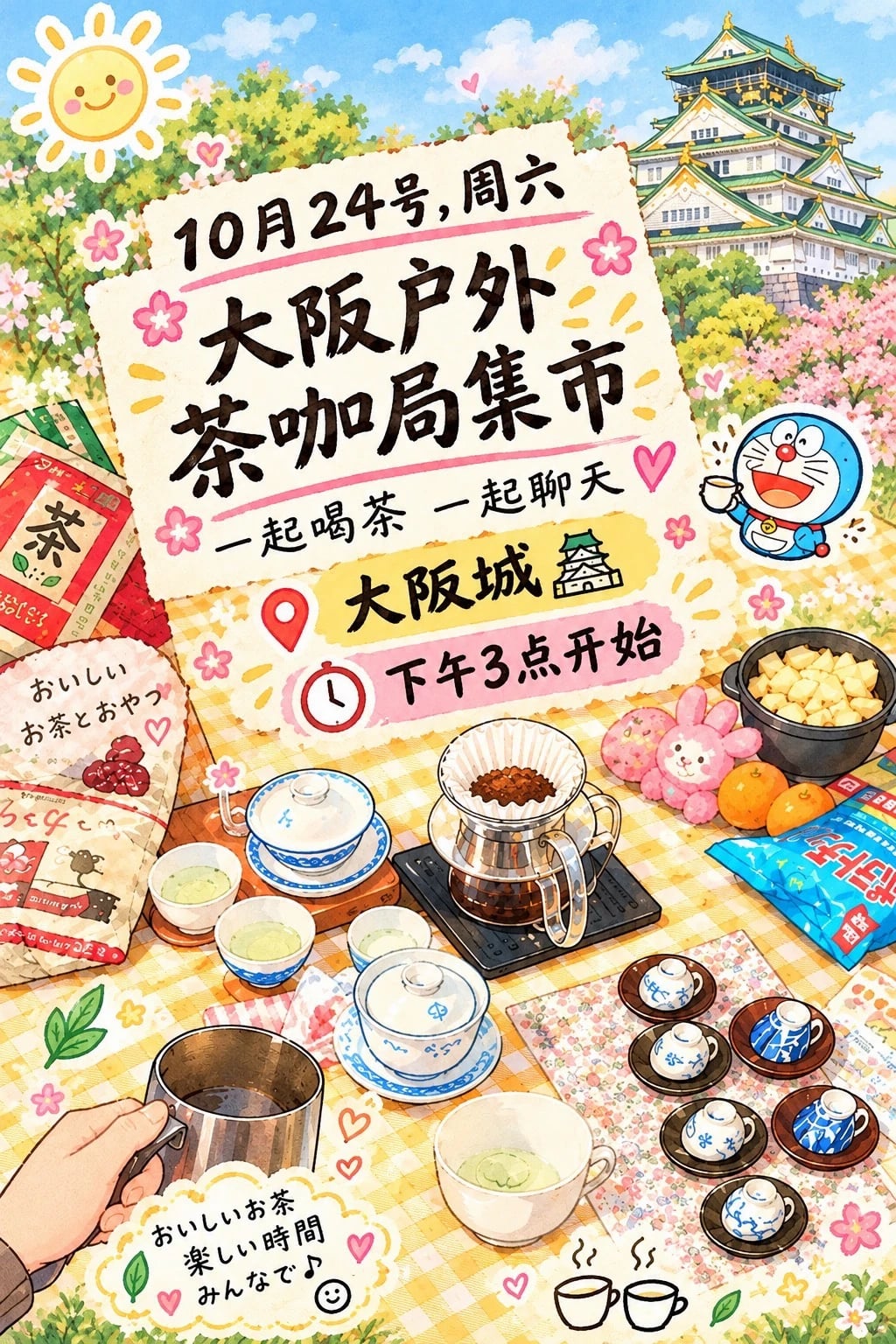 🍂 周六，一起去大阪城公园野餐、散步吧！