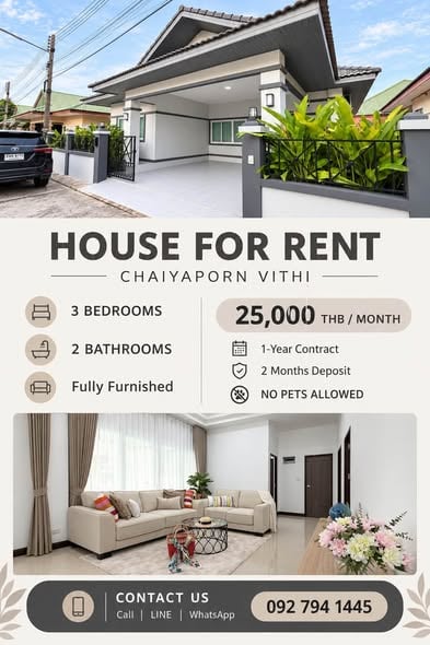 House for rent and sale - Chaiyaporn Vithi, Near MIS interna