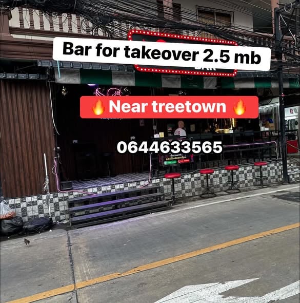 芭提雅Soi Buakhao酒吧整体转让，近Tree Town，月租5.5万泰铢