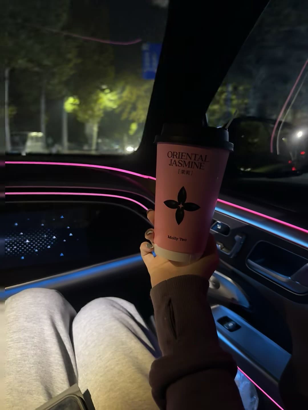 深夜车里喝杯茉莉,霓虹灯比路灯还亮封面图
