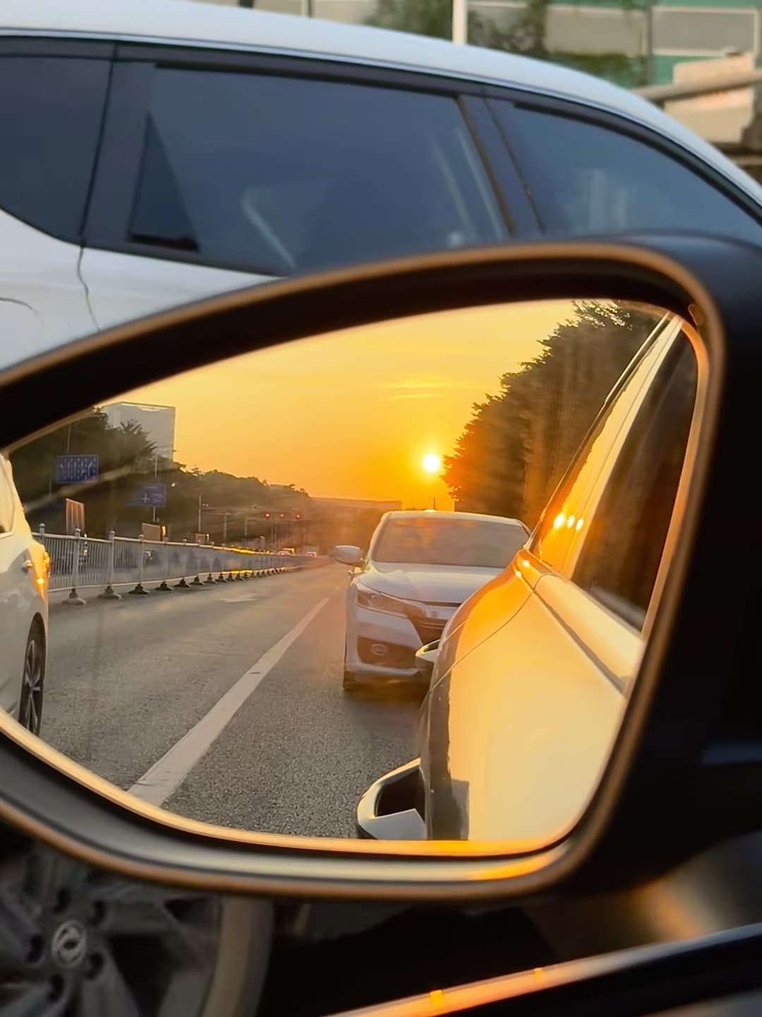 后视镜里偷拍的夕阳|通勤路上突然被暖到封面图